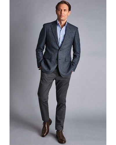 Charles Tyrwhitt Slim Fit Wool Texture Jacket - Blue