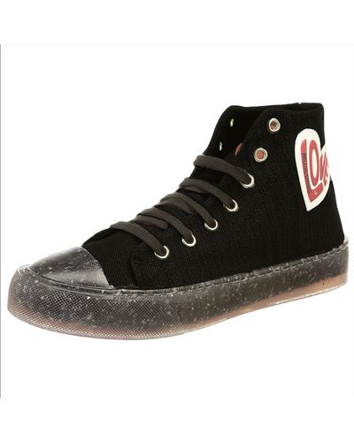 Love Moschino 's Canvas Heart Lace Up Hi Top Sneakers - Black