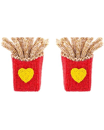 Deepa Gurnani Fries Earrings - Red