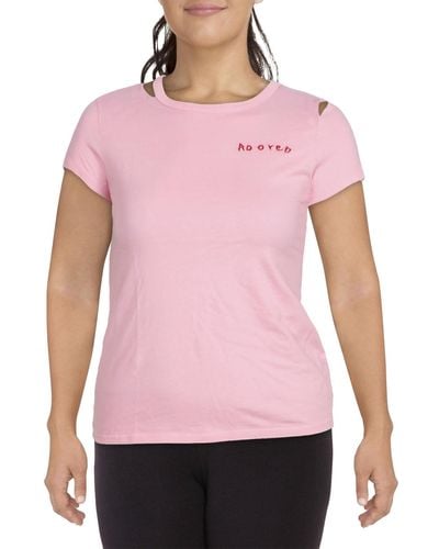 Pam & Gela Distressed Cotton T-shirt - Pink