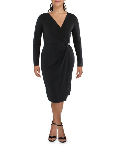 Lauren by Ralph Lauren Embellished Faux-wrap Cocktail And Party Dress - Black