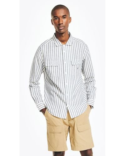 Nautica Sustainably Crafted Striped Shirt - White