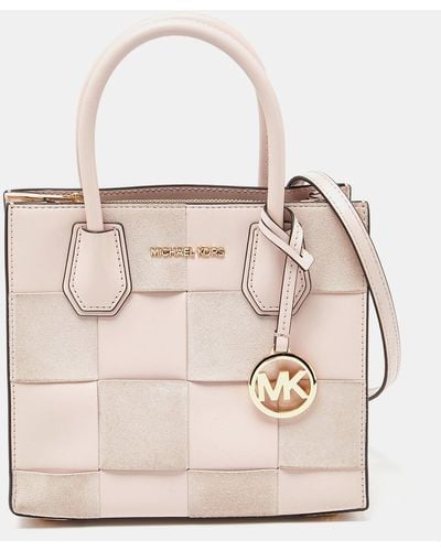 Michael Kors Light Leather And Suede Mercer Tote - Natural