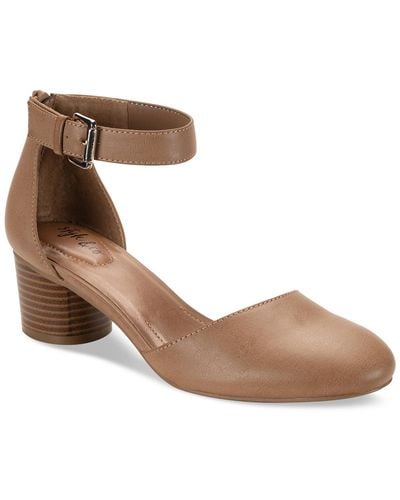 Style & Co. Alinaa Faux Suede Double D'orsay Block Heels - Brown