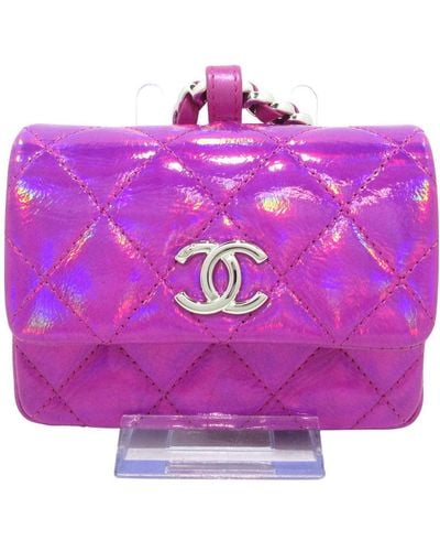 Chanel Matelassé Leather Clutch Bag (pre-owned) - Purple