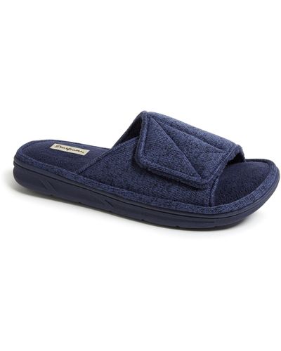 Dearfoams Chase Marled Knit Slide Memory Foam Slippers - Blue