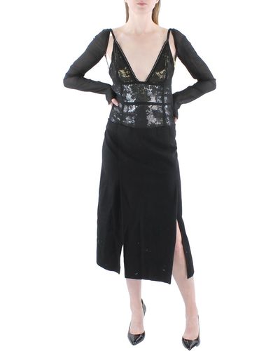 Victoria Beckham Merino Wool Sequined Evening Dress - Black