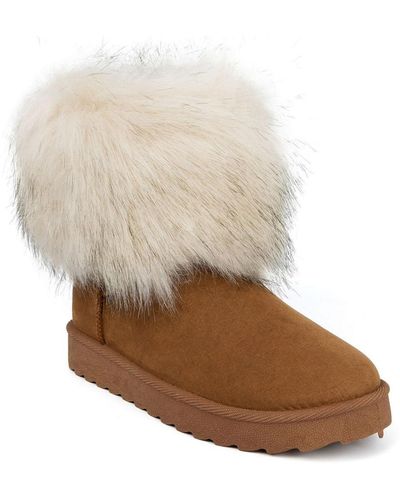 Sugar Radient Faux Suede Cozy Winter & Snow Boots - White
