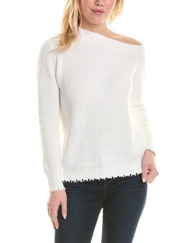 Minnie Rose Shaker Off-the-shoulder Cashmere-blend Sweater - White