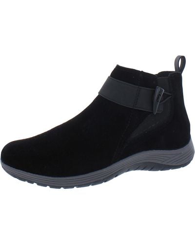 Easy Spirit Hadely Zipper Leather Ankle Boots - Black