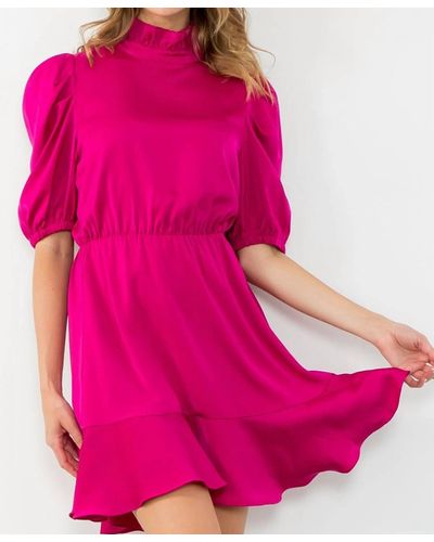 Thml Short Sleeve Flutter Dress - Pink