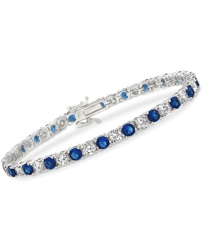Ross-Simons Simulated Ruby And Cz Tennis Bracelet - Blue