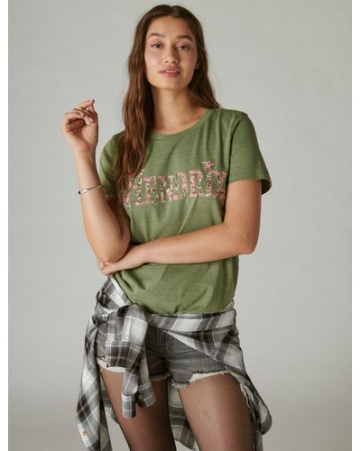 Lucky Brand Hendrix Floral Classic Crew - Green