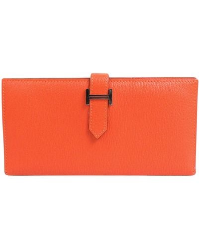 Hermès Béarn Leather Wallet (pre-owned) - Orange