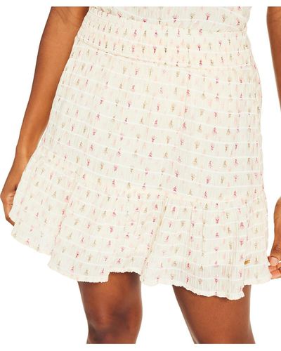 Nautica Abstract Print Tiered A-line Skirt - Natural