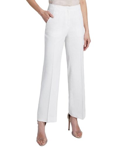 Santorelli Sona Linen-blend Cropped Pant - White