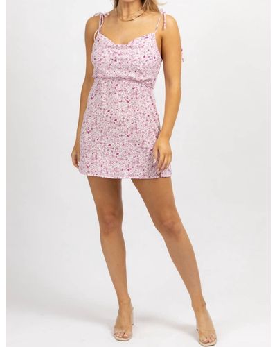Endless Blu. Cowl Neck Paisley Mini Dress - Pink