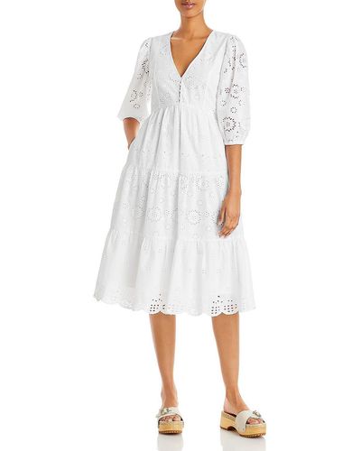 French Connection Tiered Midi Fit & Flare Dress - White
