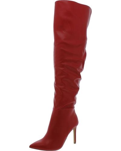 INC Iyonna Slouchy Faux Leather Over-the-knee Boots - Red