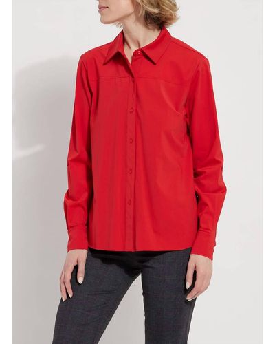 Lyssé Roll Tab Button Down Shirt - Red