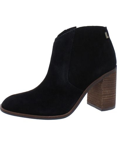 Lucky Brand Pellyon Suede Almond Toe Ankle Boots - Black