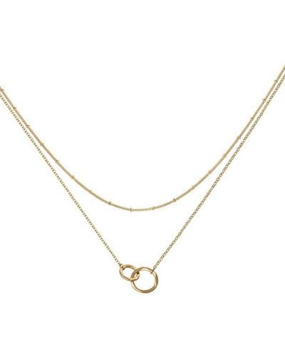 Liv Oliver 18k Double Ring Layer Necklace - Metallic