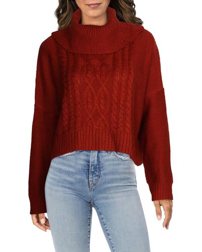 Jack BB Dakota Cropped Wool Blend Turtleneck Sweater - Red