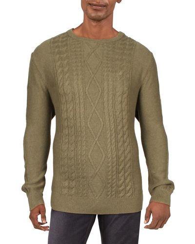 Nautica Cotton Ribbed Trim Crewneck Sweater - Black