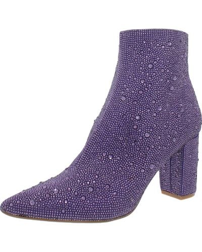 Betsey Johnson Cady Embellished Block Heel Ankle Boots - Purple