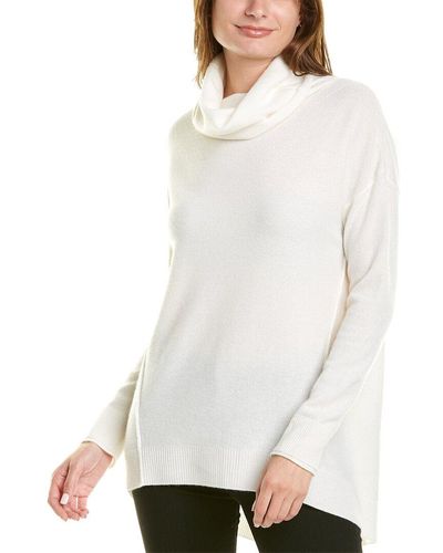 Forte Seamed Cowl Cashmere Sweater - White