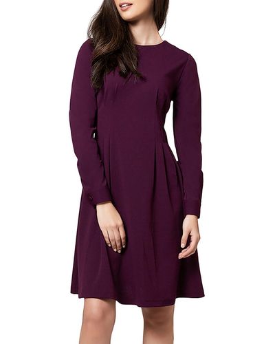 Leota Pleated Midi Fit & Flare Dress - Purple