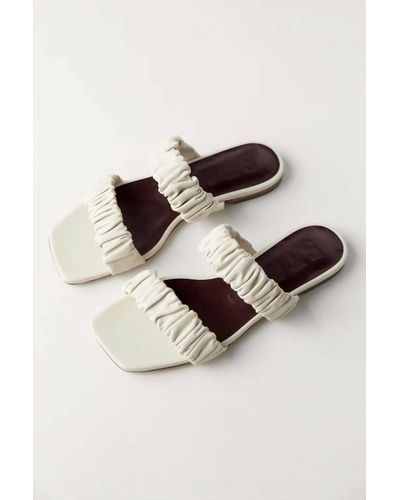 STAUD Maya Ruched Sandal In Cream - Natural