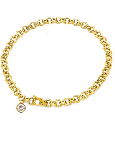 Liv Oliver 18k Plated Chunky Crystal Charm Necklace - Metallic