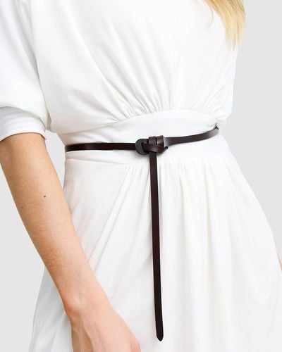 Belle & Bloom Tie The Knot Leather Belt - Espresso - White