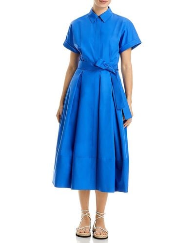 Lafayette 148 New York Cotton Midi Shirtdress - Blue