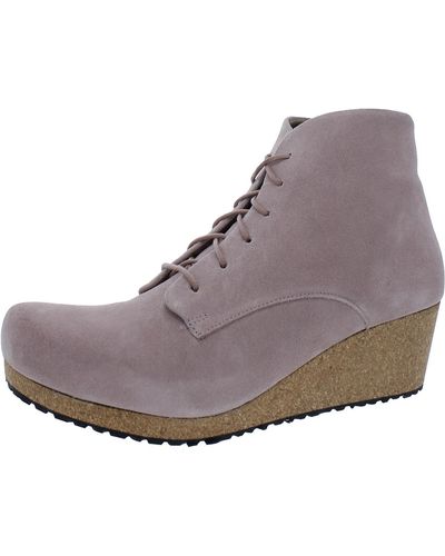Papillio Edith Suede Wedge Ankle Boots - Purple