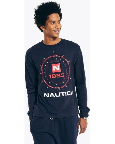 Nautica Sustainably Crafted Graphic Long-sleeve T-shirt - Blue