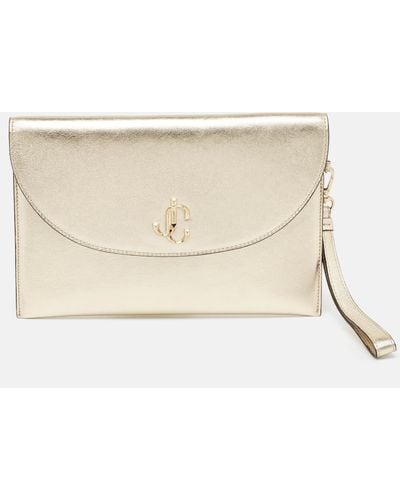 Jimmy Choo Leather Jc Envelope Pouch - Natural