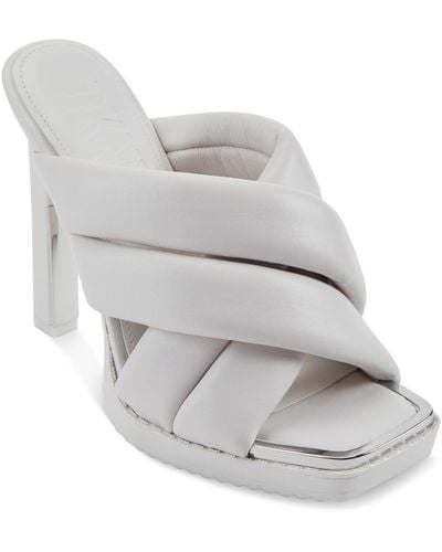 DKNY Madena Leather Open Toe Heels - Gray