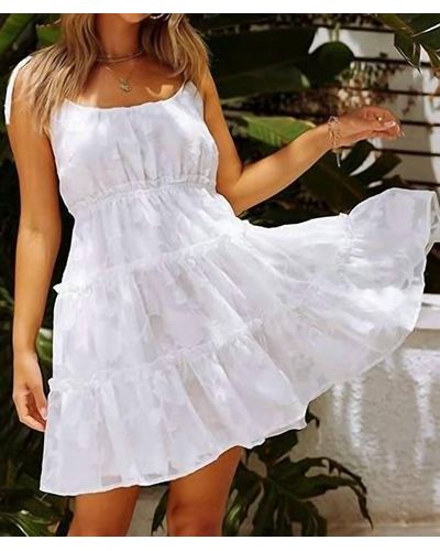 Full Time Purchase Tiered Textured Babydoll Dress - White