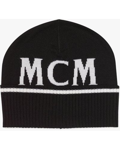 MCM Intarsia Logo Wool Beanie - Black