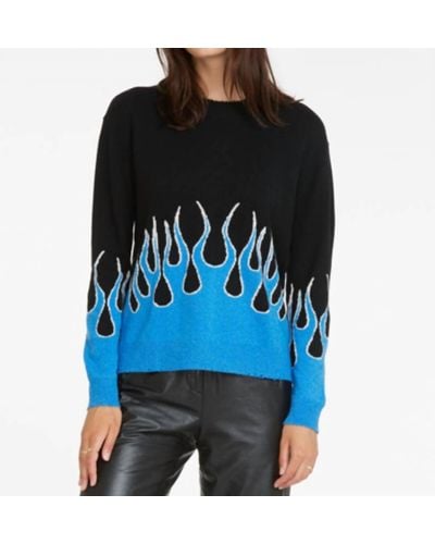 Autumn Cashmere Distressed Flame Crew Top - Black