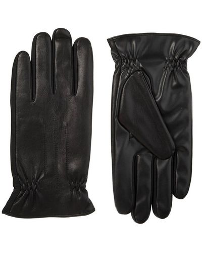 Isotoner Sleekheat Faux Nappa With Gathered Wrist Glove - Black