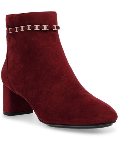 Anne Klein Kairo Round Toe Dressy Ankle Boots - Red