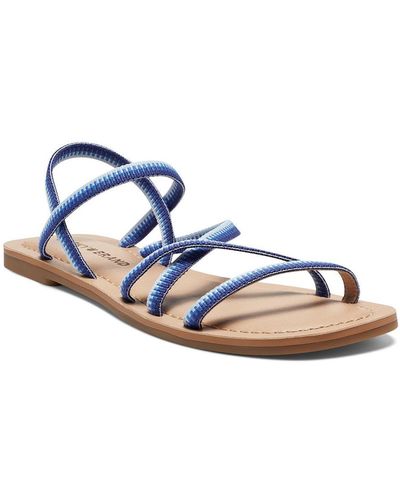 Lucky Brand Bizell Slip On Strappy Flat Sandals - Blue