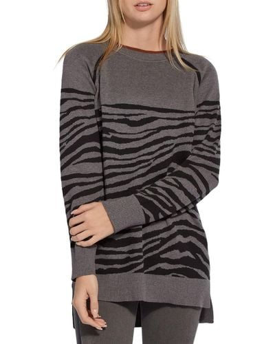 Lyssé Serene Autumn Knit Zebra Pullover Sweater - Gray