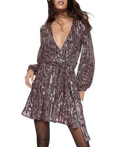 Bardot Sequin V-neck Cocktail And Party Dress - Purple