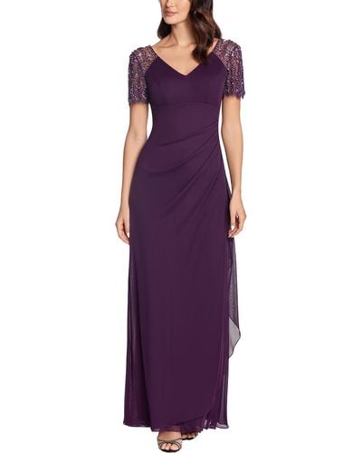 Xscape Plus Embellished Maxi Evening Dress - Purple