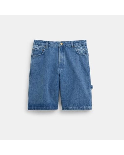 COACH Signature Denim Shorts - Blue