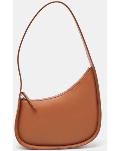The Row Leather Half Moon Shoulder Bag - Brown